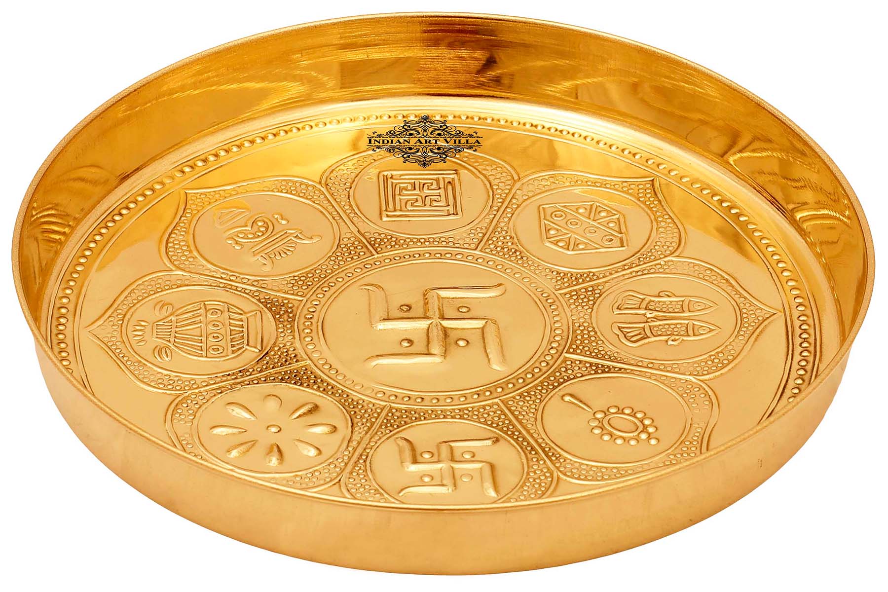 Handmade Pure Brass Asthmanghal Puja Thali For Spiritual and Puja
