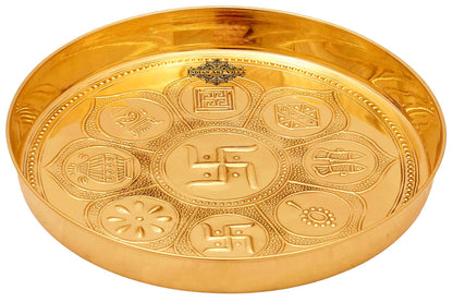 Handmade Pure Brass Asthmanghal Puja Thali For Spiritual and Puja