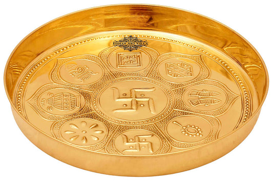 Handmade Pure Brass Asthmanghal Puja Thali For Spiritual and Puja