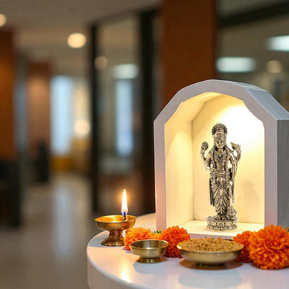 Pure Brass Lord Vishnu JI Idol – Four Armed Standing Statue on Lotus