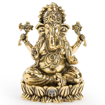 Pure Brass Chaturbhuja Ganesh Ji Murti With Pasha and Parashu