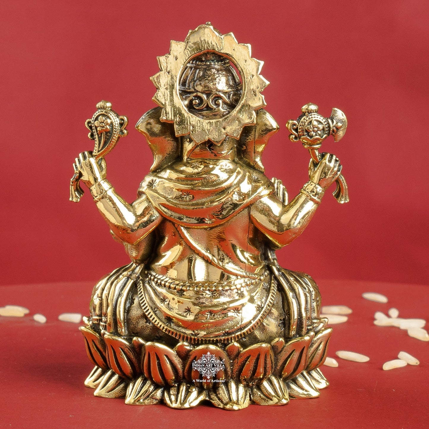 Pure Brass Chaturbhuja Ganesh Ji Murti With Pasha and Parashu