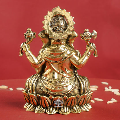 Pure Brass Chaturbhuja Ganesh Ji Murti With Pasha and Parashu