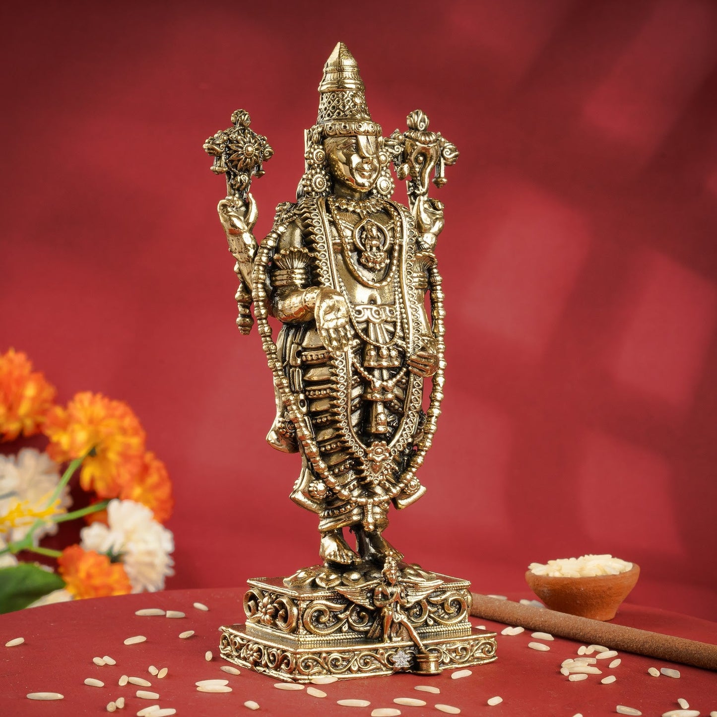 Pure Brass Lord Venkateswara Idol – Tirupati Balaji Murti for Pooja
