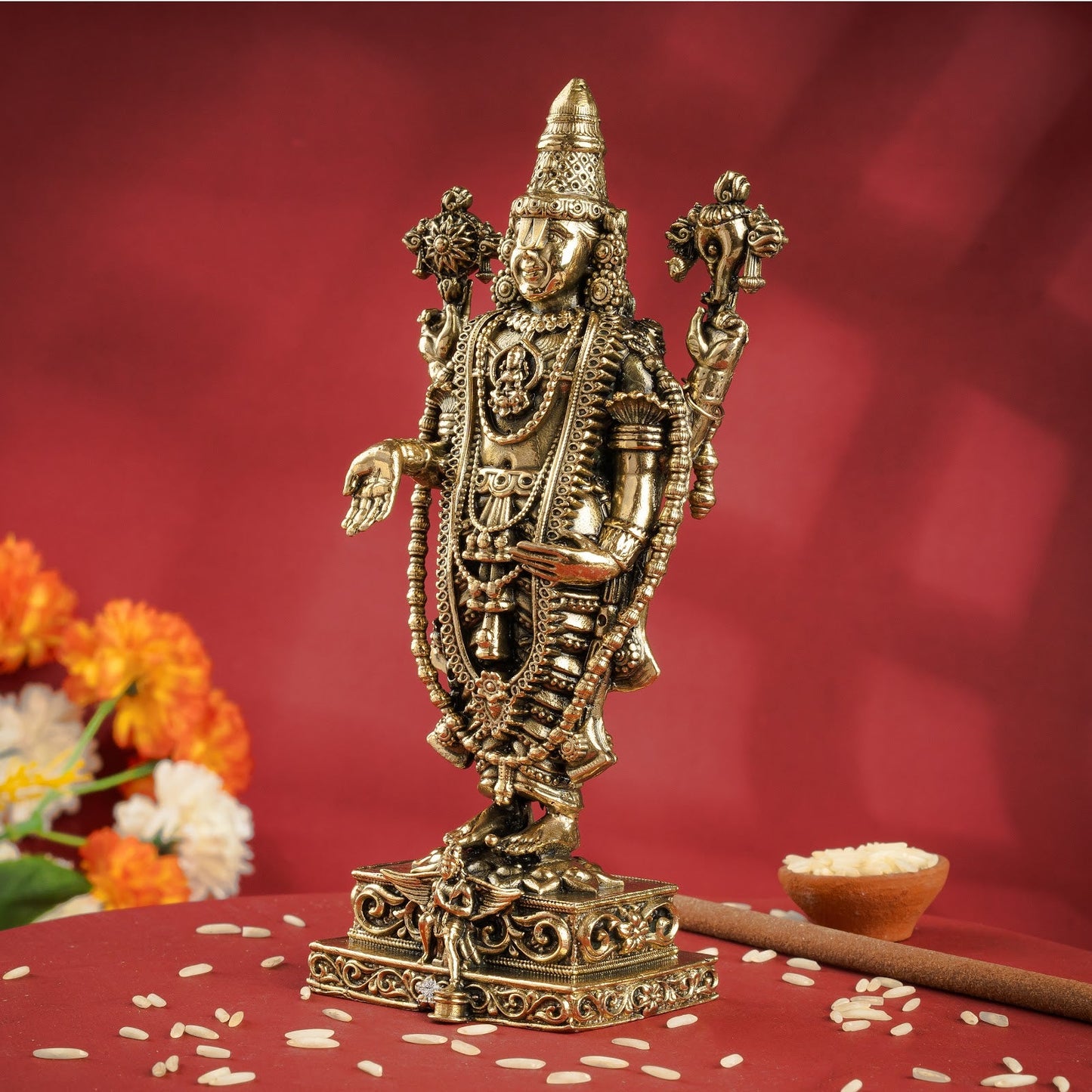 Pure Brass Lord Venkateswara Idol – Tirupati Balaji Murti for Pooja