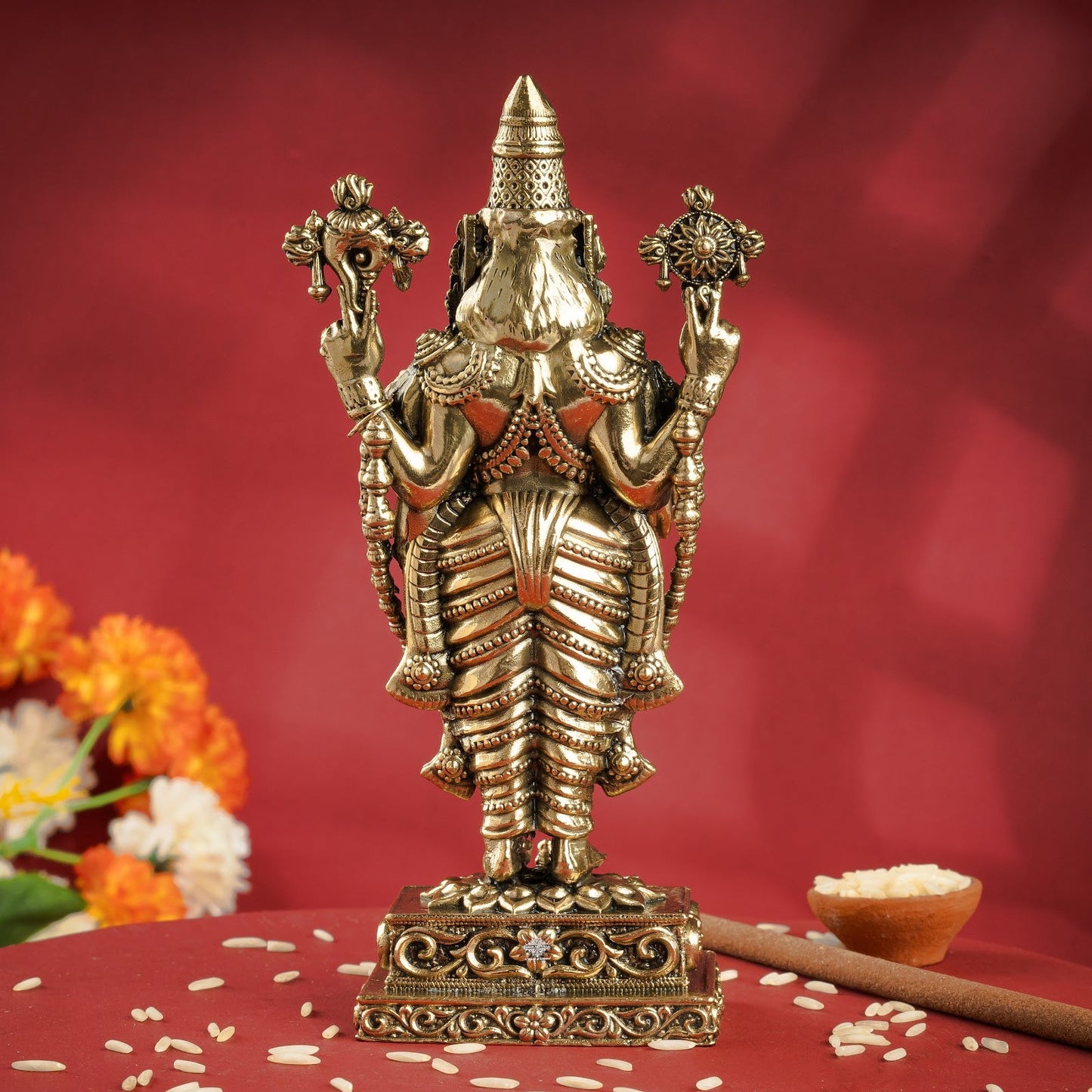 Pure Brass Lord Venkateswara Idol – Tirupati Balaji Murti for Pooja