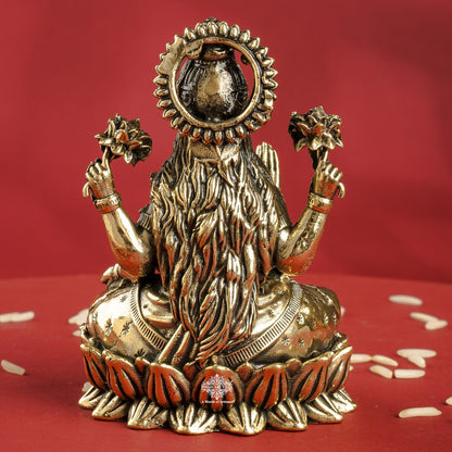 Pure Brass Laxmi Ji Sitting On Kamal Murtii- Goddess of Wealth, Prosperity & Blessings