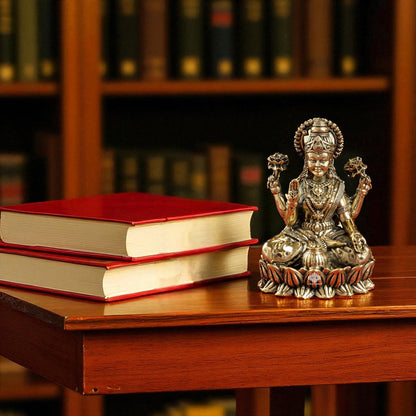 Pure Brass Laxmi Ji Sitting On Kamal Murtii- Goddess of Wealth, Prosperity & Blessings