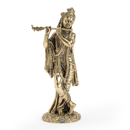 Pure Brass Krishna ji Murti With Bansi & Tribhanga Pose