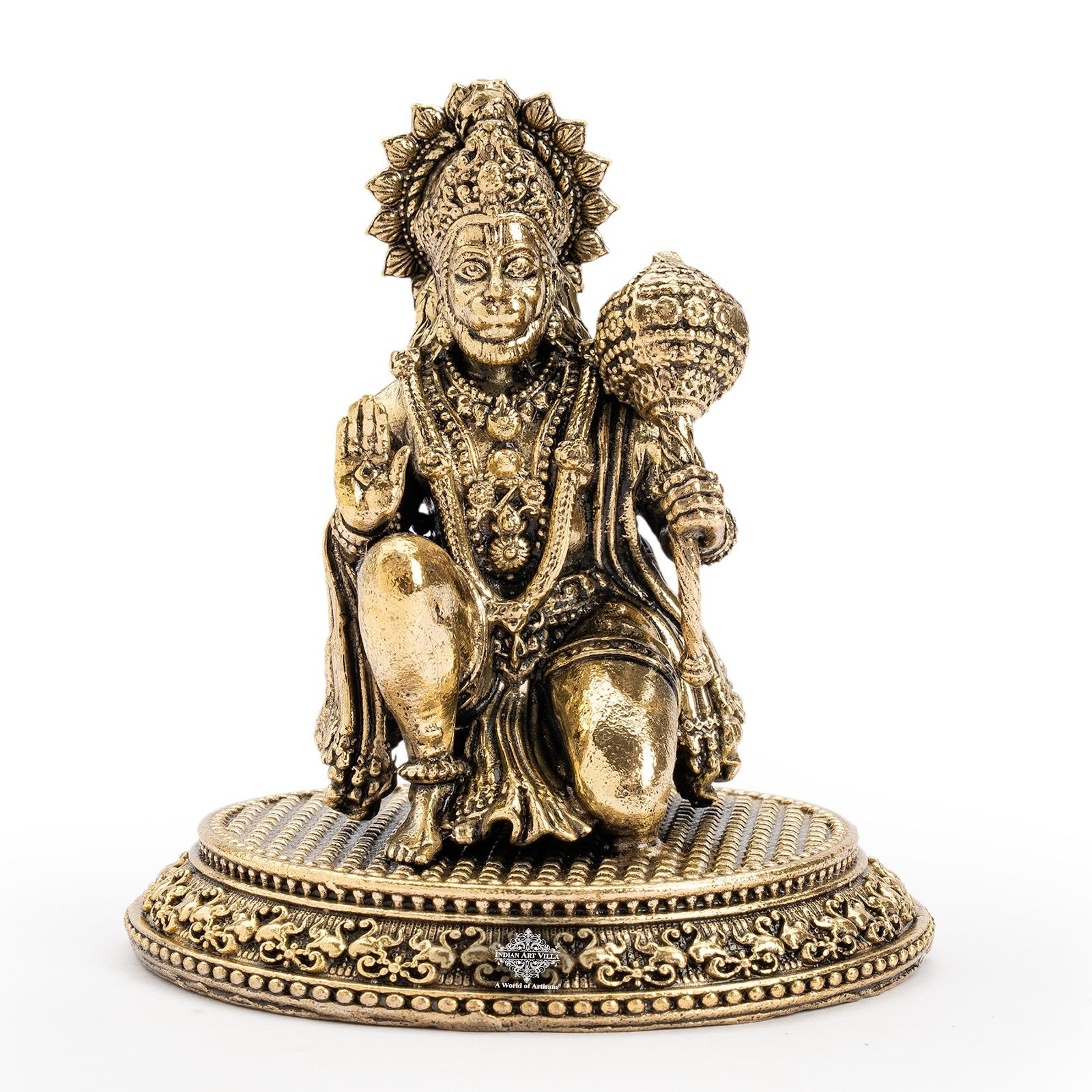 Brass Hanuman Ji Murti – Kneeling Blessing Idol