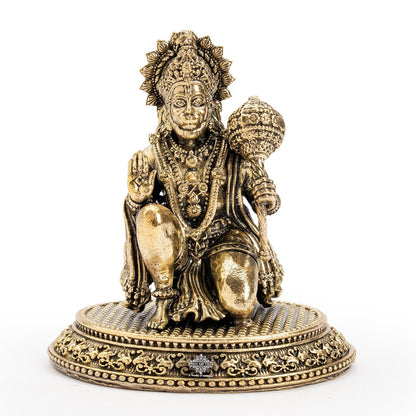 Brass Hanuman Ji Murti – Kneeling Blessing Idol