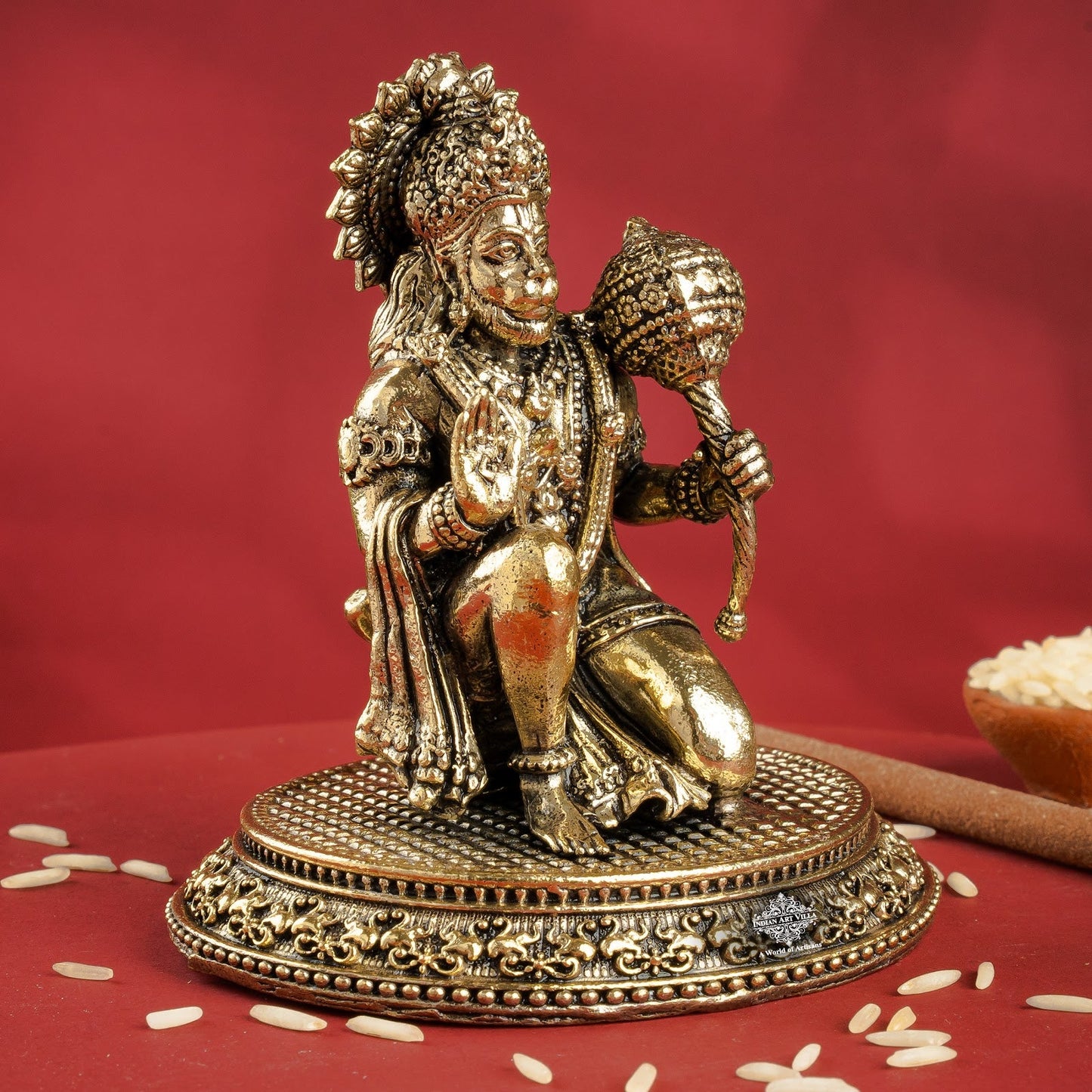 Brass Hanuman Ji Murti – Kneeling Blessing Idol