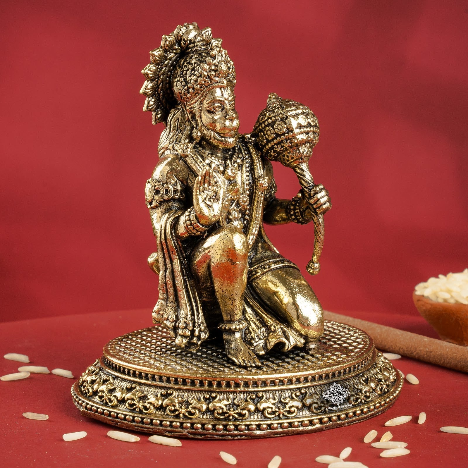 Brass Hanuman Ji Murti – Kneeling Blessing Idol