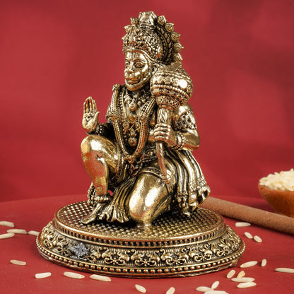 Brass Hanuman Ji Murti – Kneeling Blessing Idol