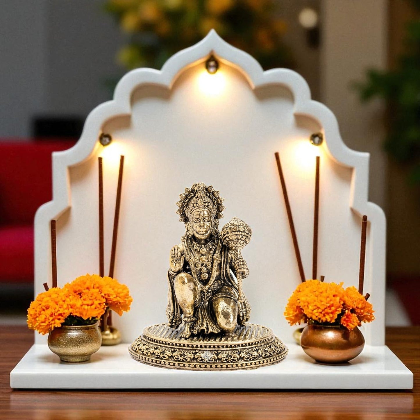 Brass Hanuman Ji Murti – Kneeling Blessing Idol