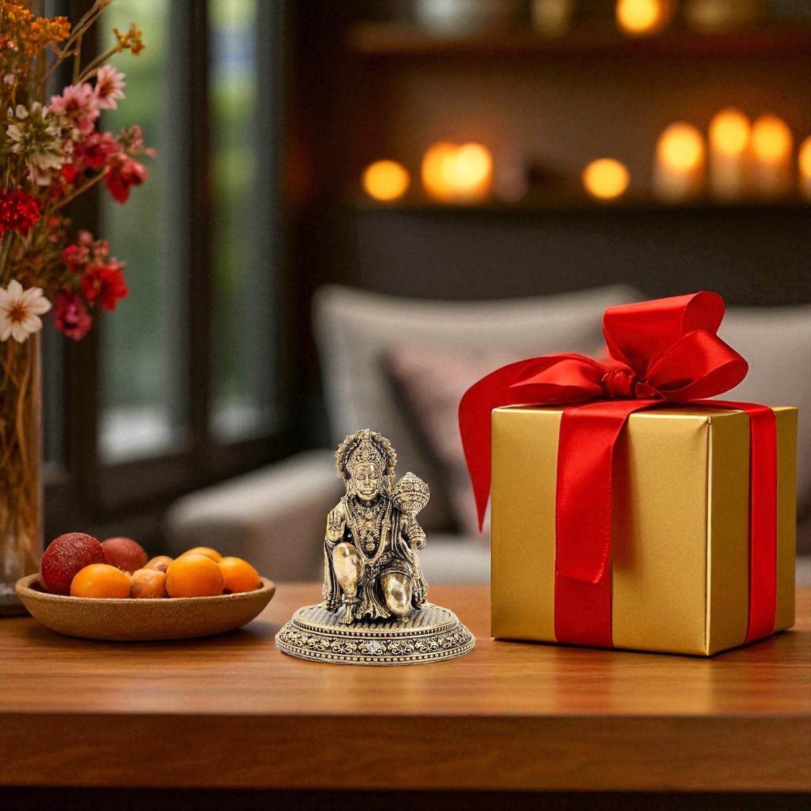 Brass Hanuman Ji Murti – Kneeling Blessing Idol