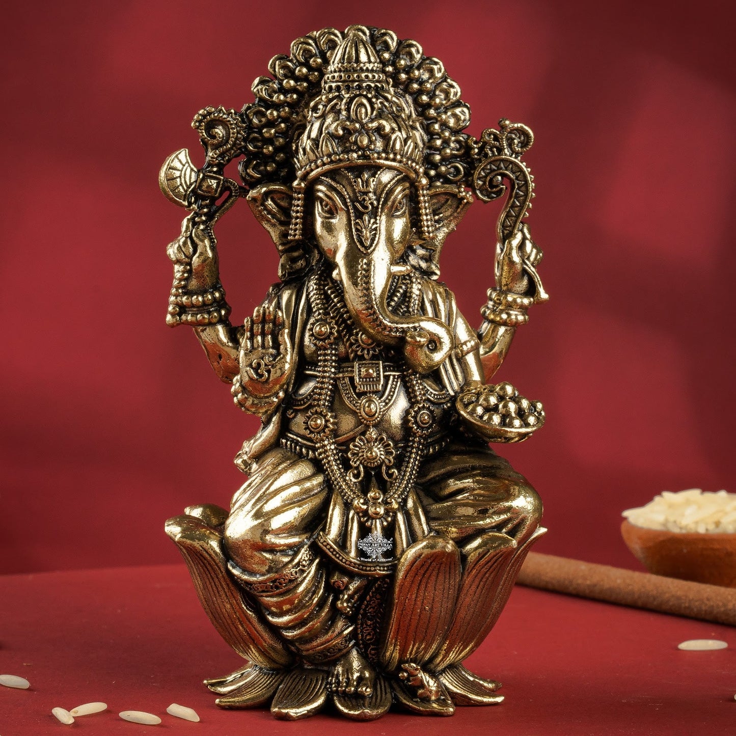 Pure Brass Ganesh ji Murti On Kamal