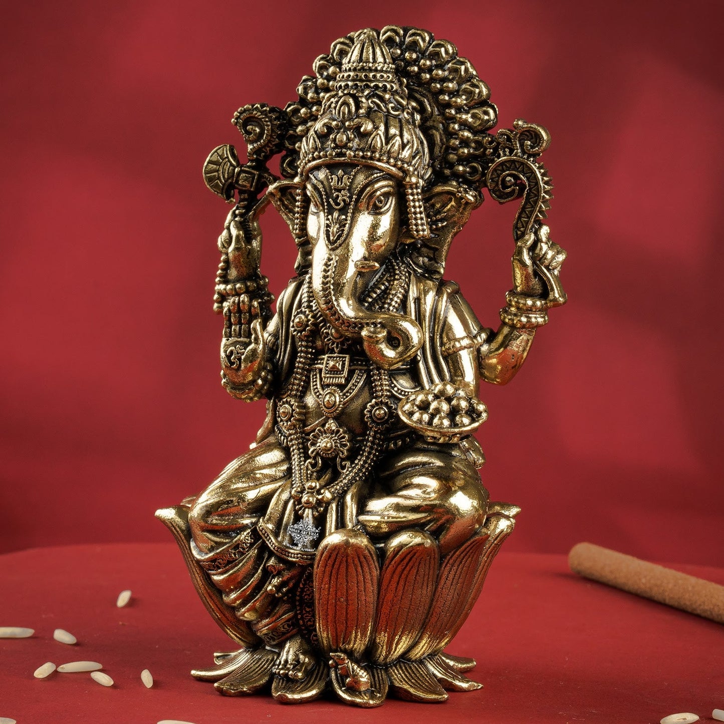 Pure Brass Ganesh ji Murti On Kamal