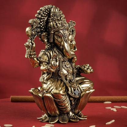 Pure Brass Ganesh ji Murti On Kamal