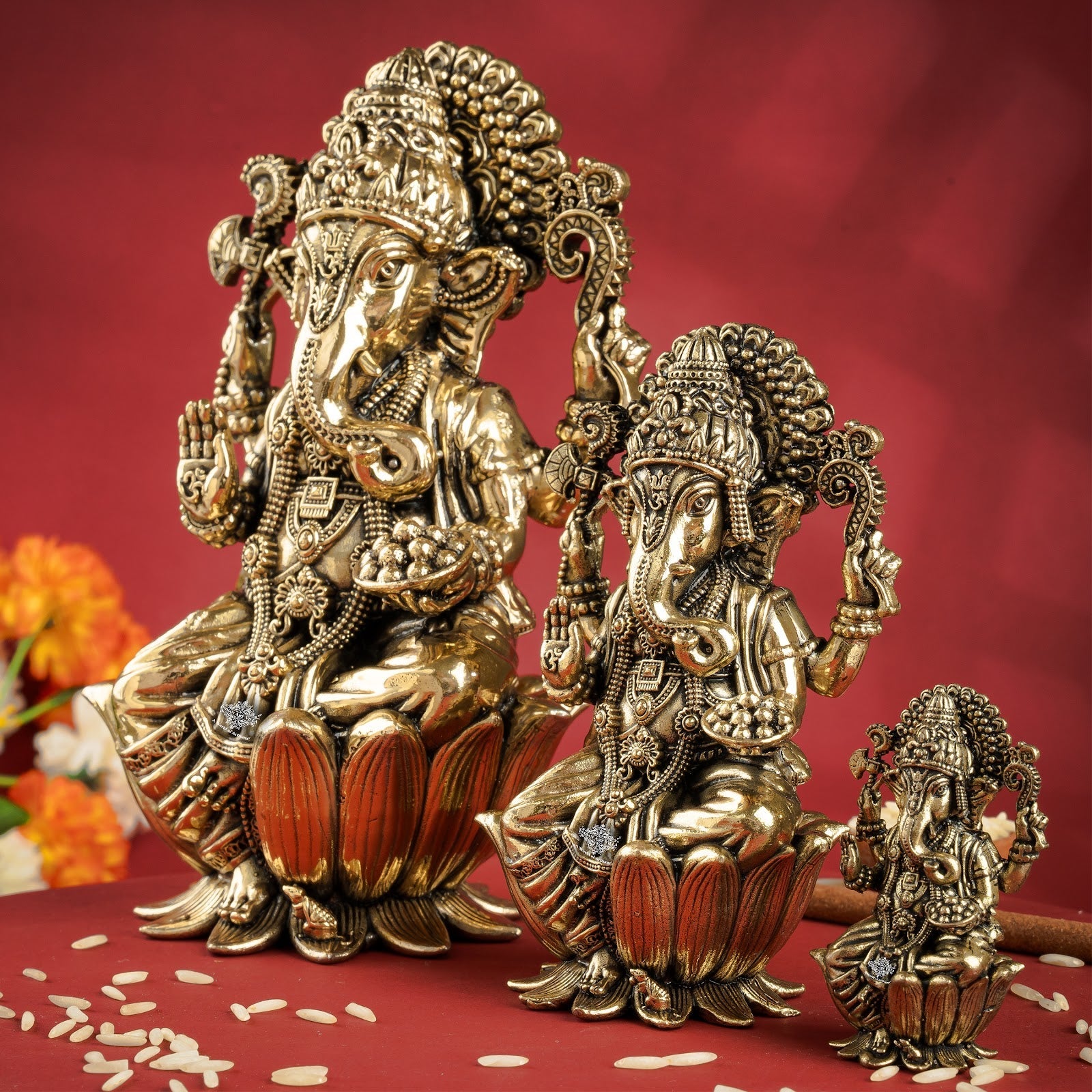 Pure Brass Ganesh ji Murti On Kamal