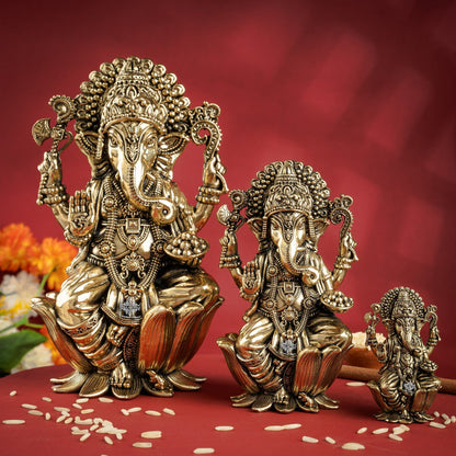 Pure Brass Ganesh ji Murti On Kamal