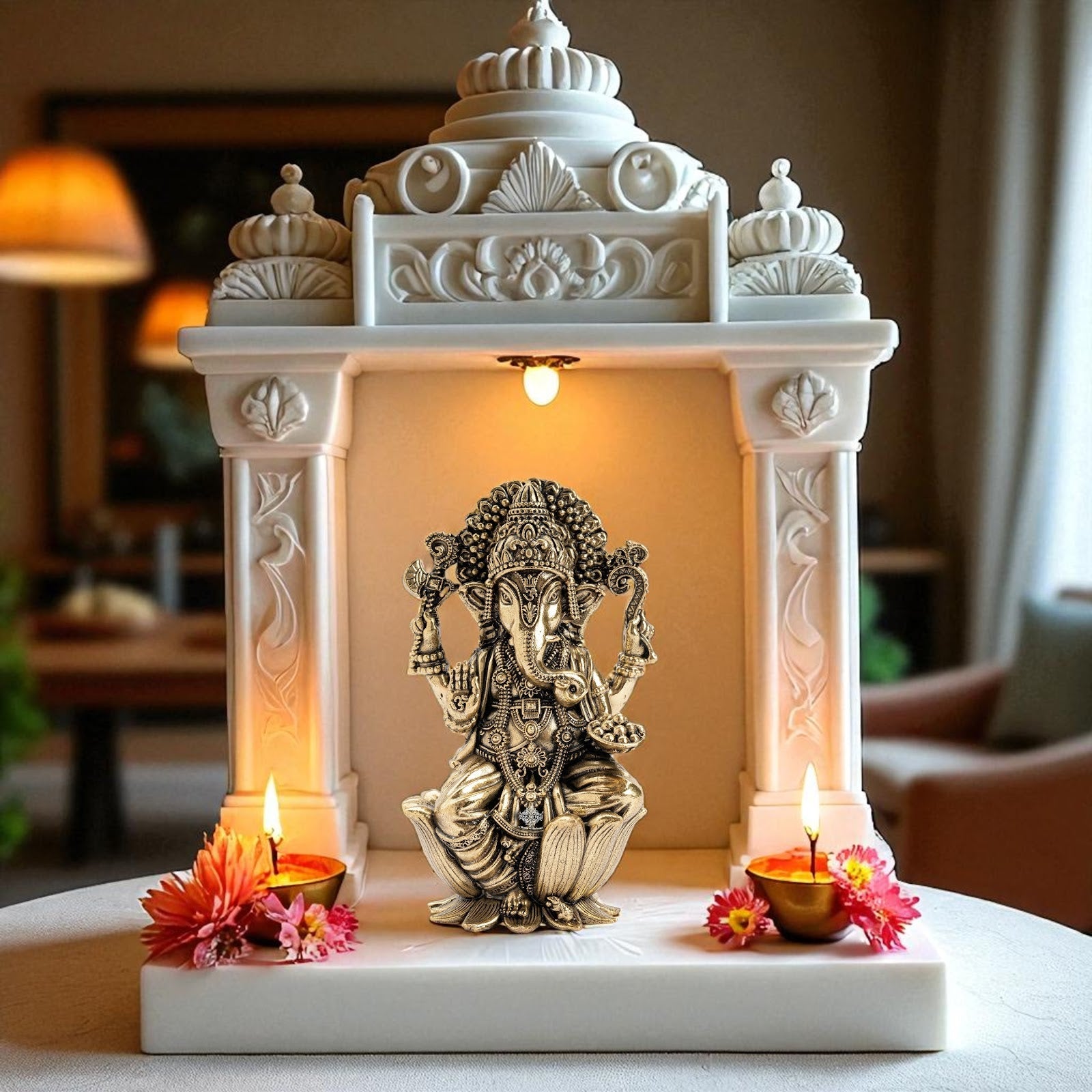 Pure Brass Ganesh ji Murti On Kamal