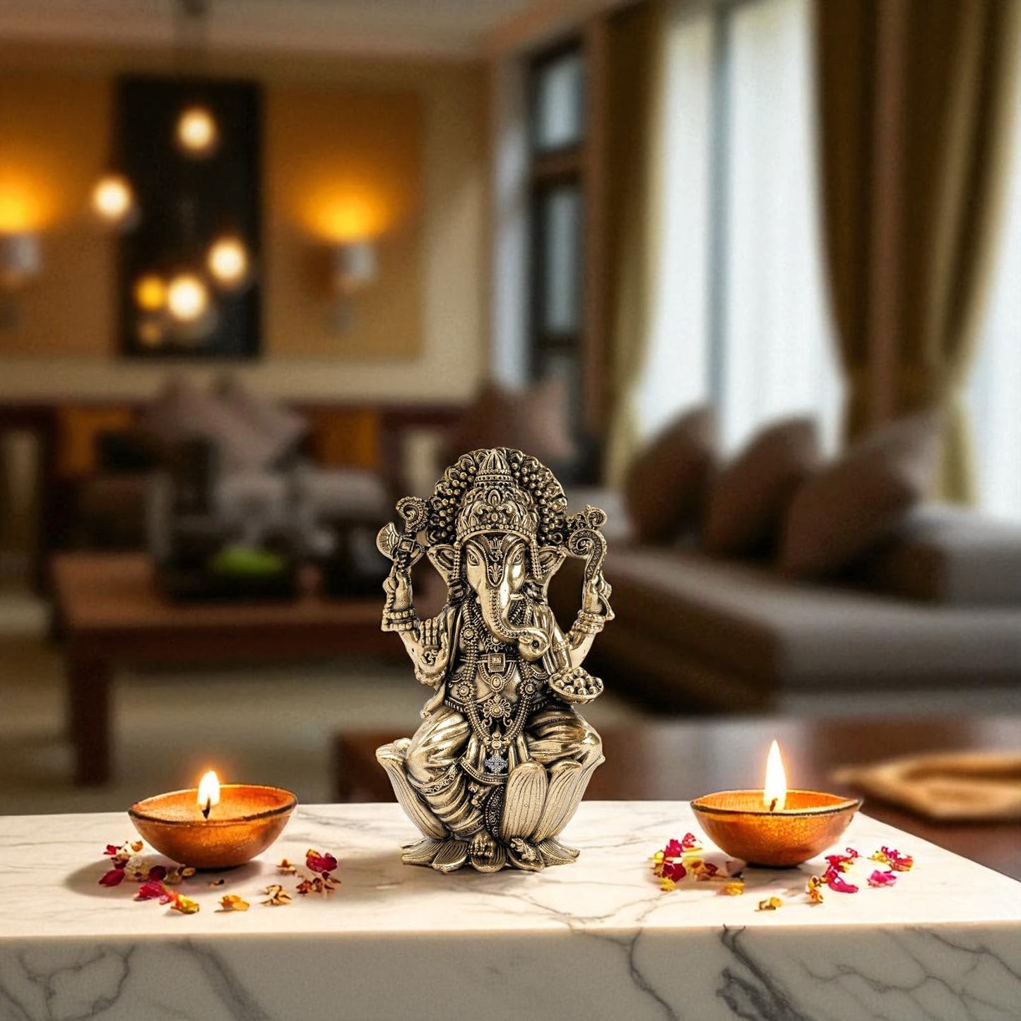 Pure Brass Ganesh ji Murti On Kamal