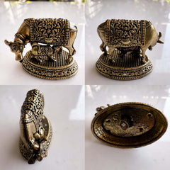 Pure Brass Miniature Kamdhenu Cow with Calf - 2.79 cm