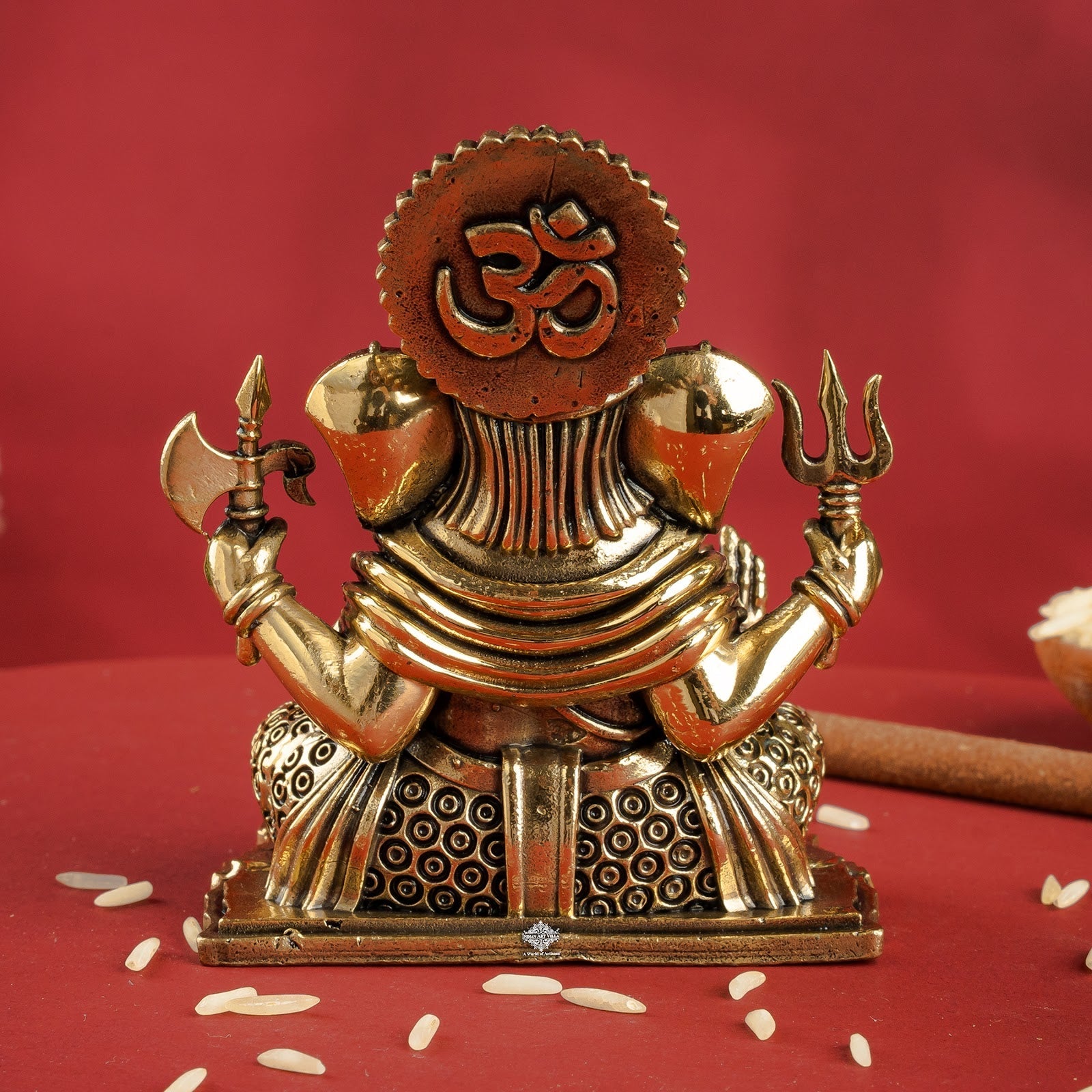 Pure Brass Ganesh JI Murti with Trishul and Parshu in Hand