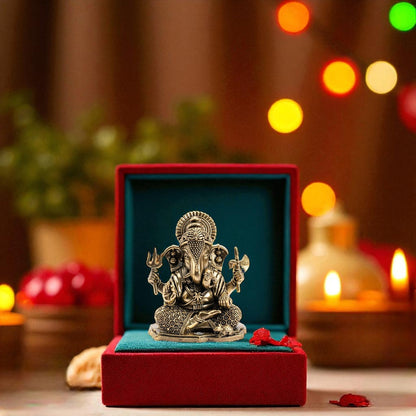 Pure Brass Ganesh JI Murti with Trishul and Parshu in Hand