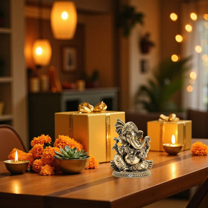 Pure Brass Ganesh Ji Statue With Turban and Modak