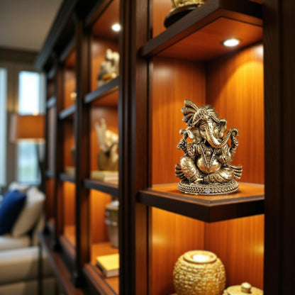 Pure Brass Ganesh Ji Statue With Turban and Modak