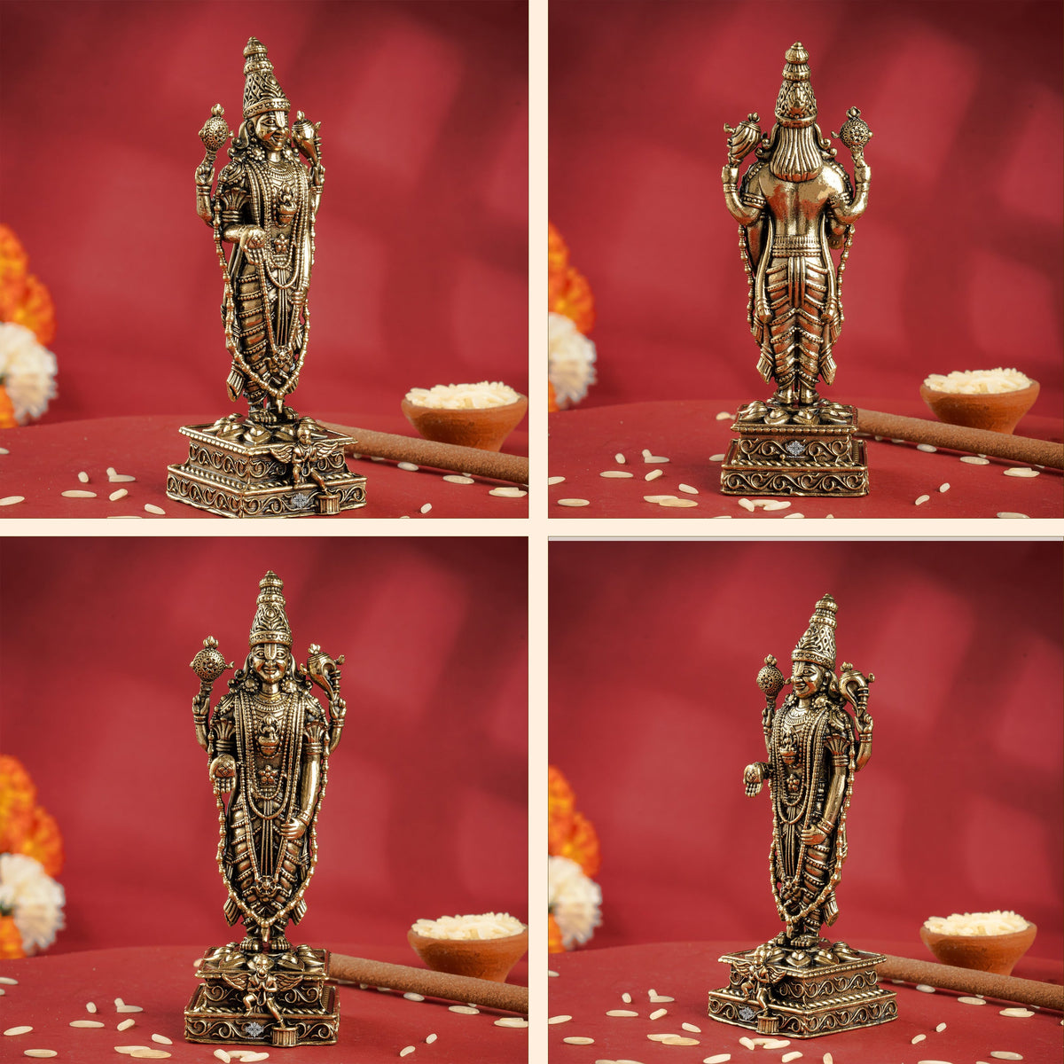 Brass Tirupati Balaji Murti Idol - Idol of Lord Venkateswara - 10.16cm