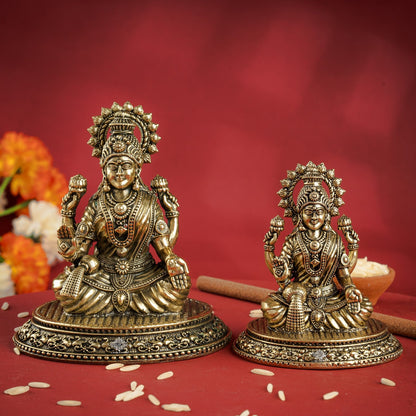 Pure Brass Laxmi Ji Murti 9 cm- Brass Murti for Wealth & Prosperity