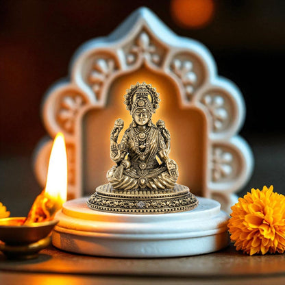 Pure Brass Laxmi Ji Murti 9 cm- Brass Murti for Wealth & Prosperity