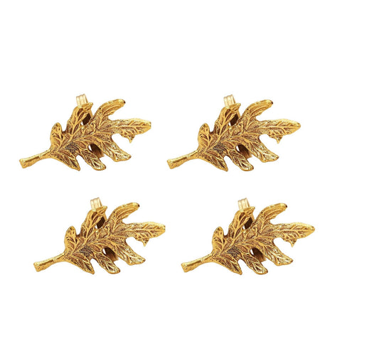 Brass Leaf Design Napkin Ring, Home Décor, Tableware, 4.06 cm