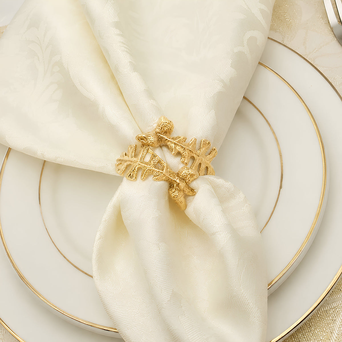 Brass Fish & Leaf Designer - Napkin Ring | Invitation Scroll Ring