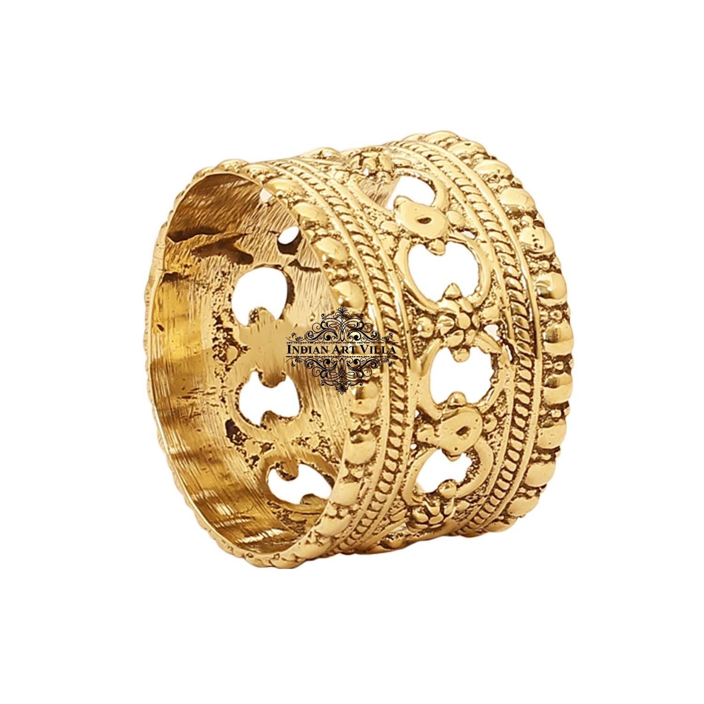 Pure Brass Designer Napkin Ring Decoration For Dining Table Setting Diameter:- 4.32 cm Gold