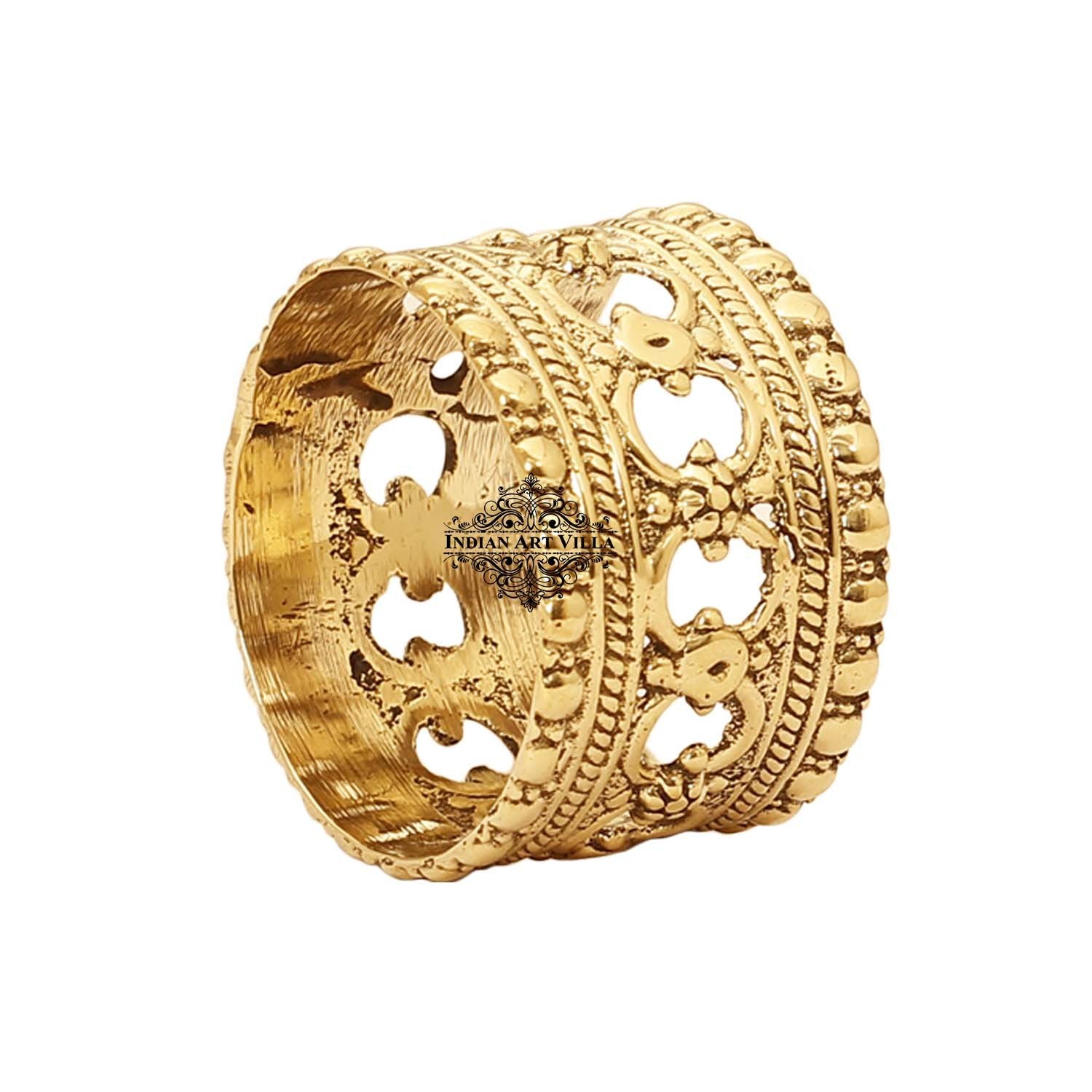 Pure Brass Designer Napkin Ring Decoration For Dining Table Setting Diameter:- 4.32 cm Gold
