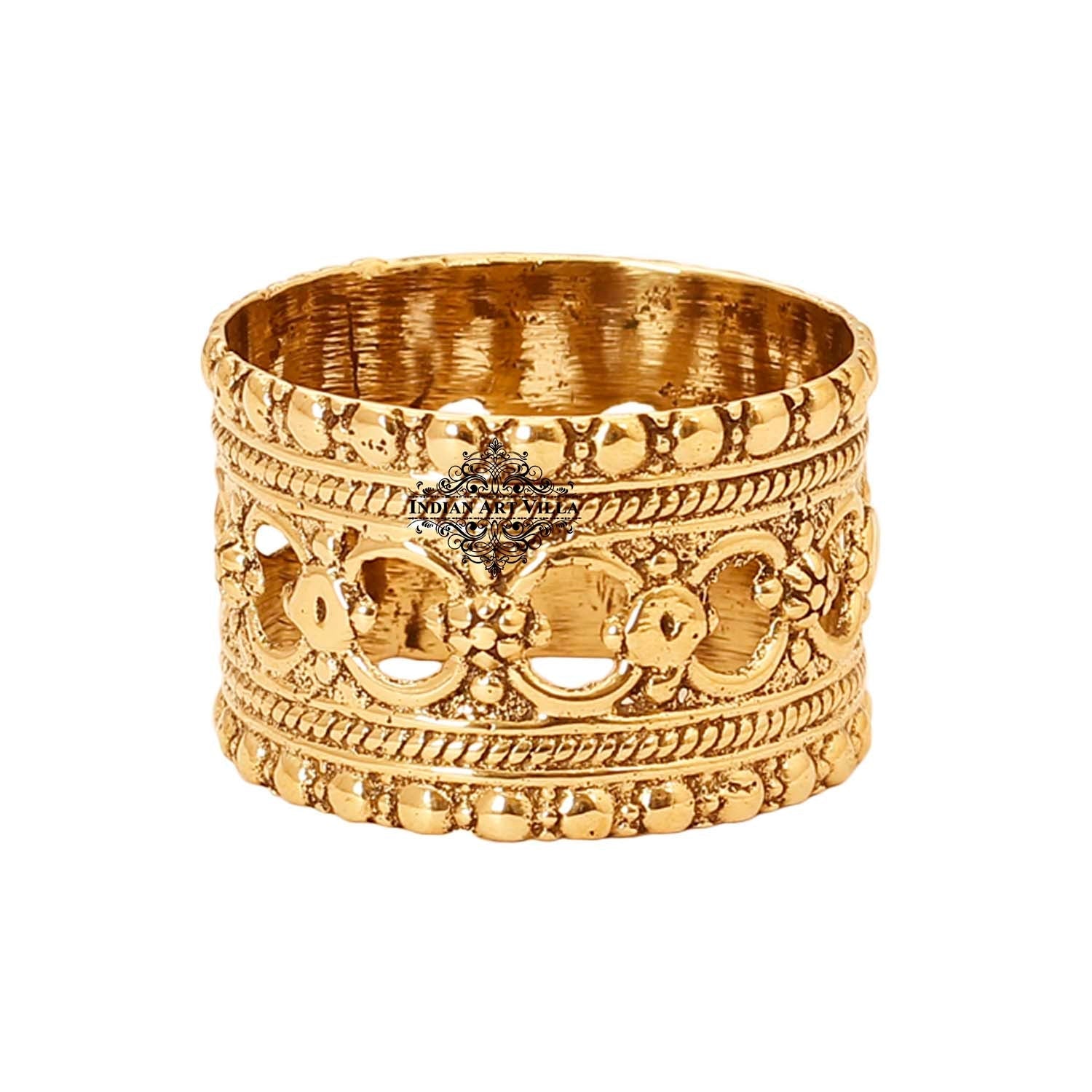 Pure Brass Designer Napkin Ring Decoration For Dining Table Setting Diameter:- 4.32 cm Gold