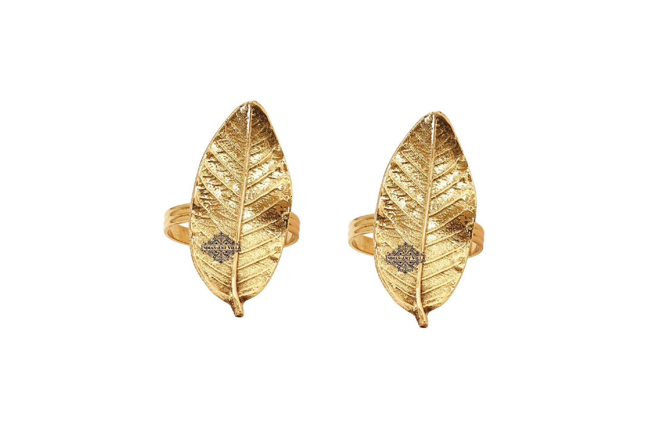 Brass Leaf Design Napkin Ring, Oval Shaped, Home Décor, Tableware, 4.06 cm