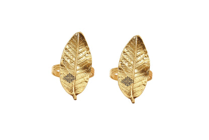 Brass Leaf Design Napkin Ring, Oval Shaped, Home Décor, Tableware, 4.06 cm