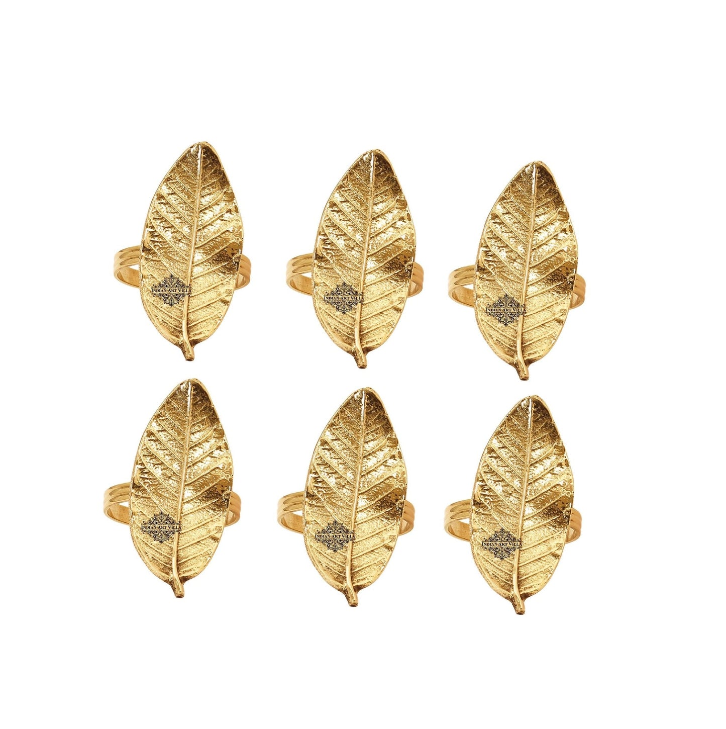 Brass Leaf Design Napkin Ring, Oval Shaped, Home Décor, Tableware, 4.06 cm