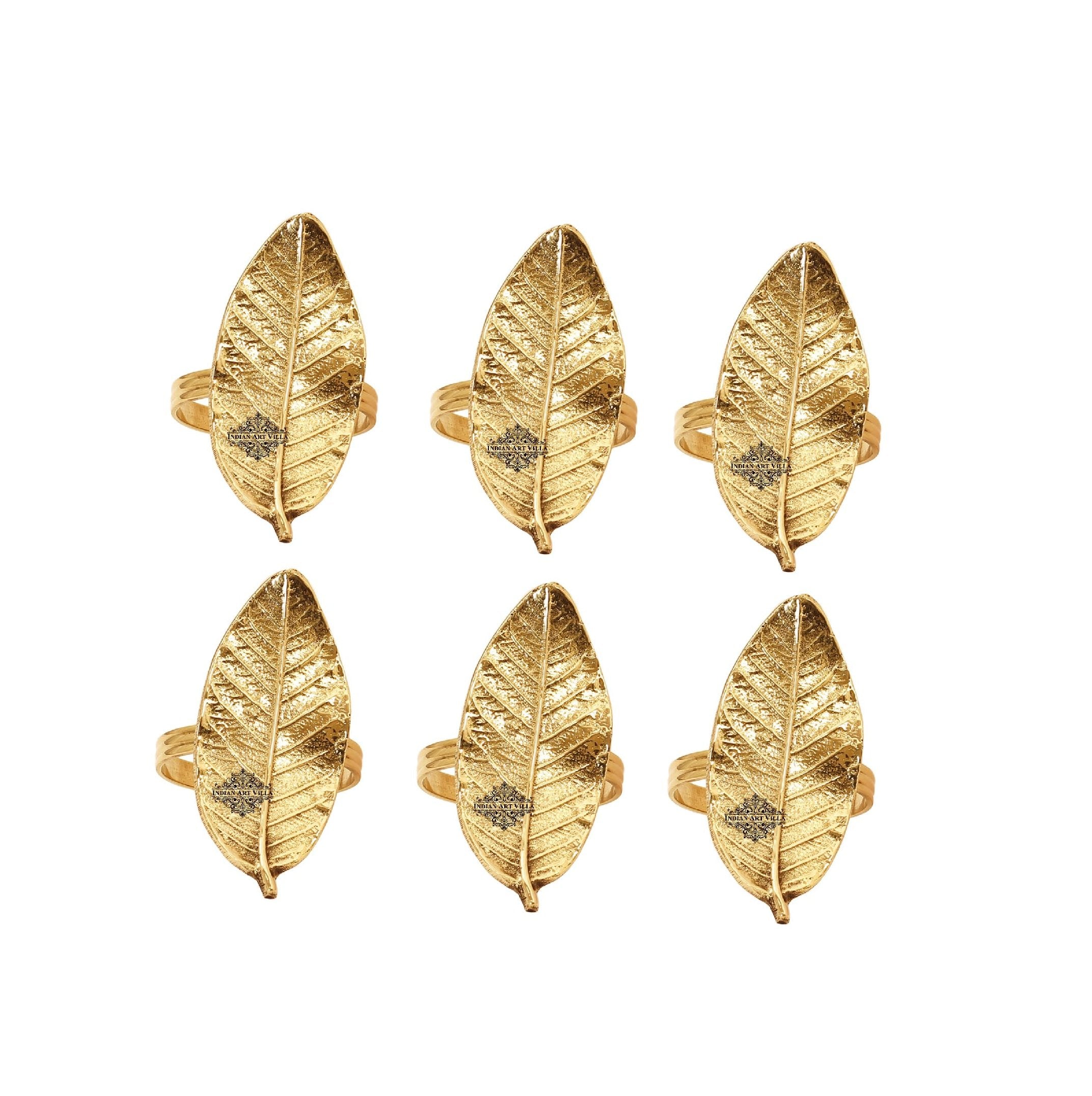 Brass Leaf Design Napkin Ring, Oval Shaped, Home Décor, Tableware, 4.06 cm