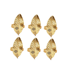 Brass Leaf Design Napkin Ring, Oval Shaped, Home Décor, Tableware, 4.06 cm
