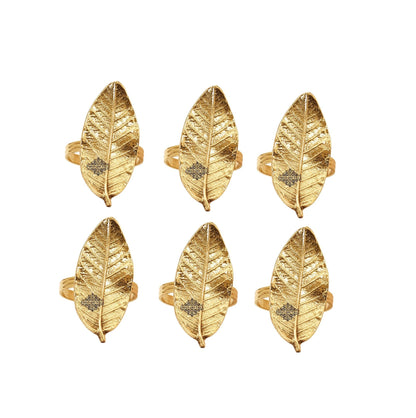 Brass Leaf Design Napkin Ring, Oval Shaped, Home Décor, Tableware, 4.06 cm