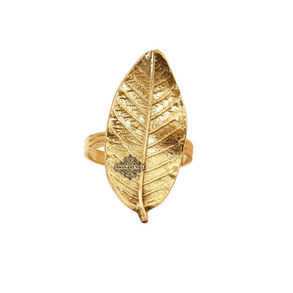 Brass Leaf Design Napkin Ring, Oval Shaped, Home Décor, Tableware, 4.06 cm