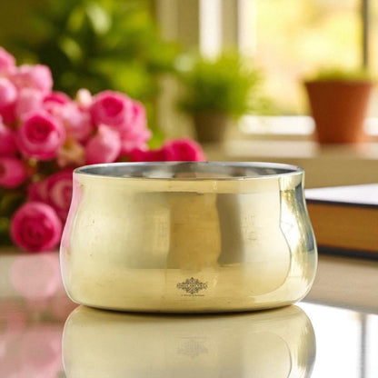 Handmade Pure Steel Brass Curved Katori / Bowl, Dinnerware, Serveware, Volume- 150ml