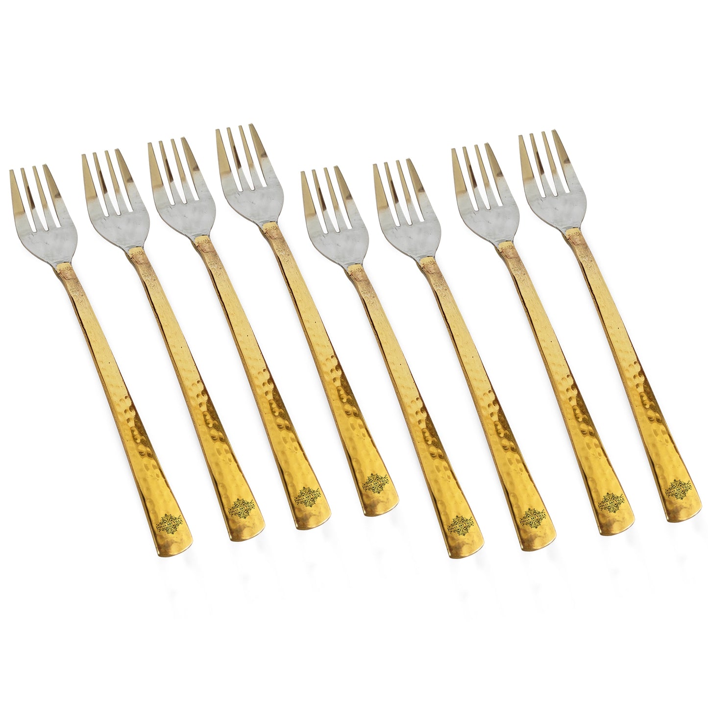 Steel Brass Fork With Hammered And Shine Finish Design
