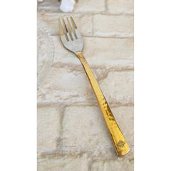 Steel Brass Fork With Hammered And Shine Finish Design